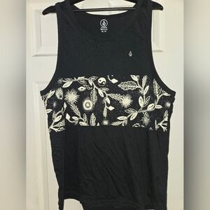 Volcom Mens Black and White Tank Top